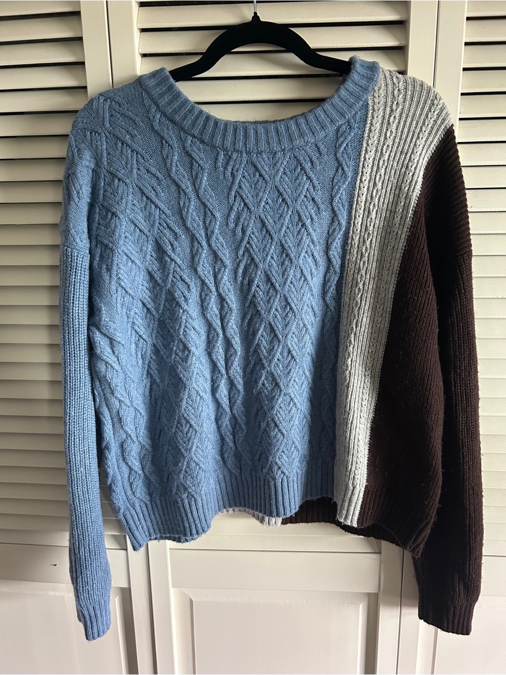 🍌Banana Republic Colorblock Cable Knit Sweater - Blue, Cream & Brown - Sz L